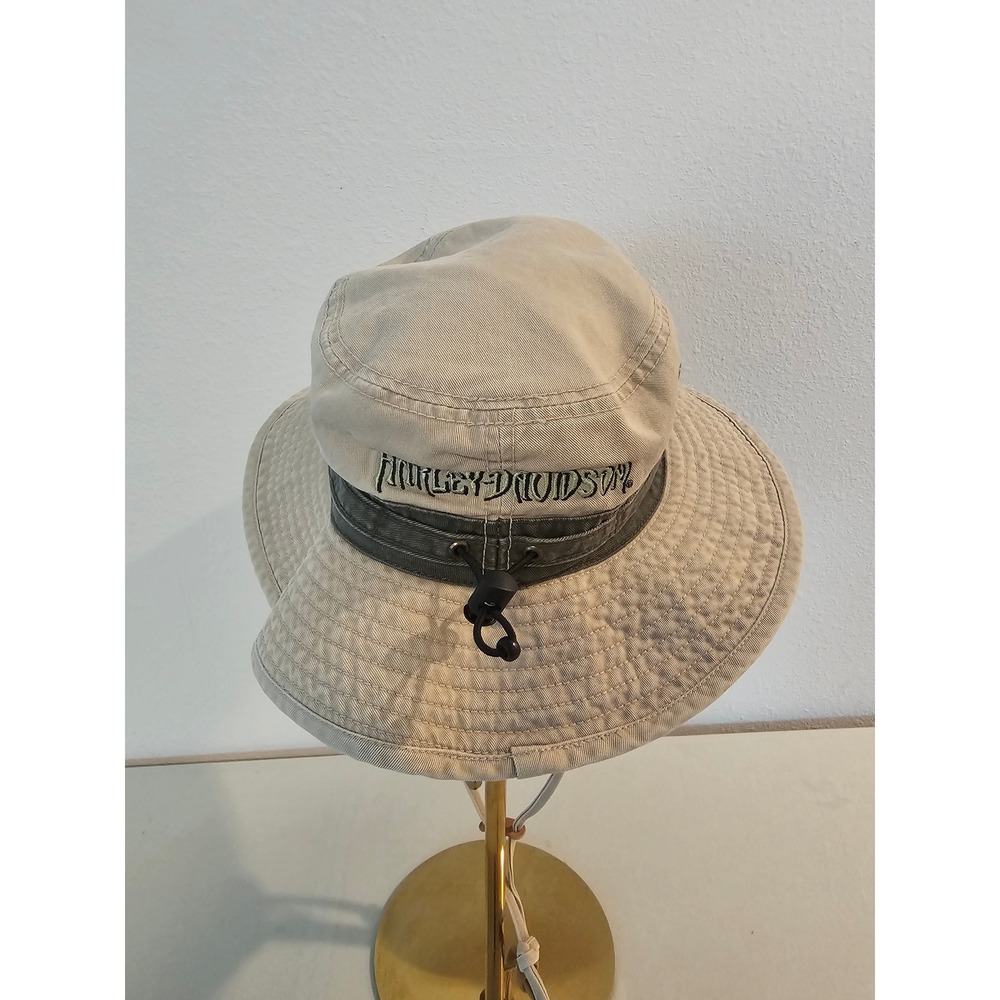 Harley-Davidson OSFM Tan Cotton Boonie Bucket Hat With Logo Patch - Picture 3 of 6